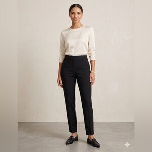 Loft Women’s 8 Marisa Black Straight Leg Ankle Crop Trouser Dress Pant M Classic